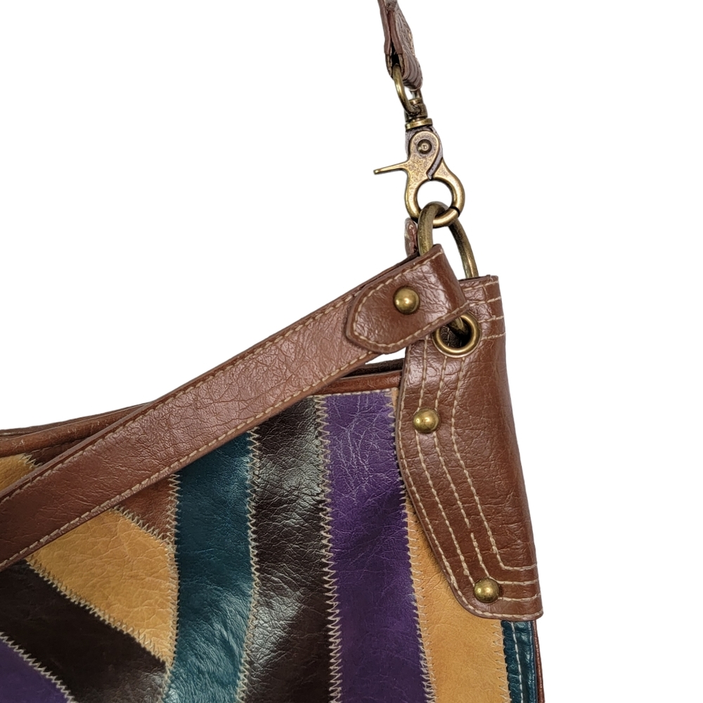 DECREE Patchwork Colorblock Vintage Style Boho Crossbody Shoulder Bag Purse - Picture 5 of 16